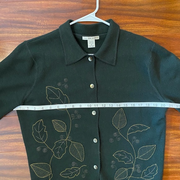 Vintage Jillian Jones 100% Wool Women’s Green Floral Fall Embroidered Jacket - Picture 6 of 8